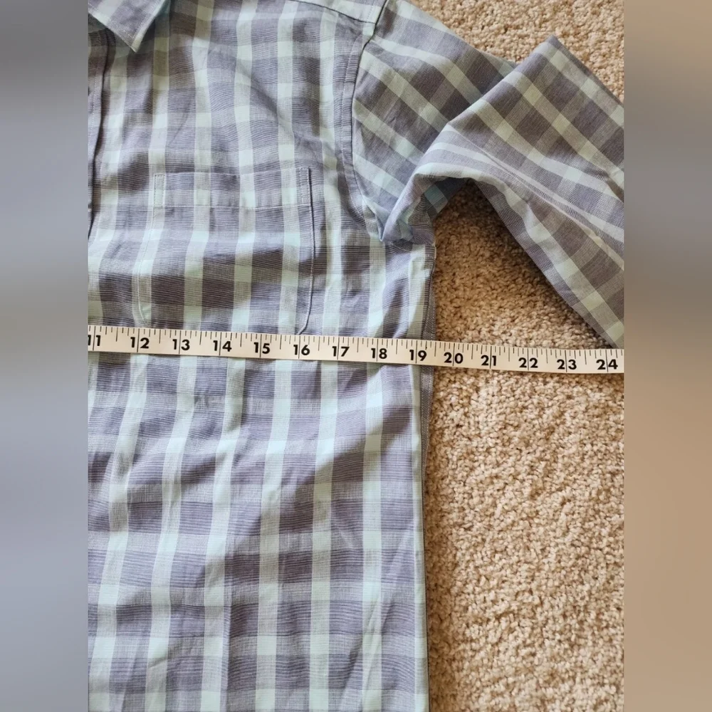 New Nordstrom kids Button Up long sleeve Shirt Boys Sz. 20 Gray/Blue/mint New